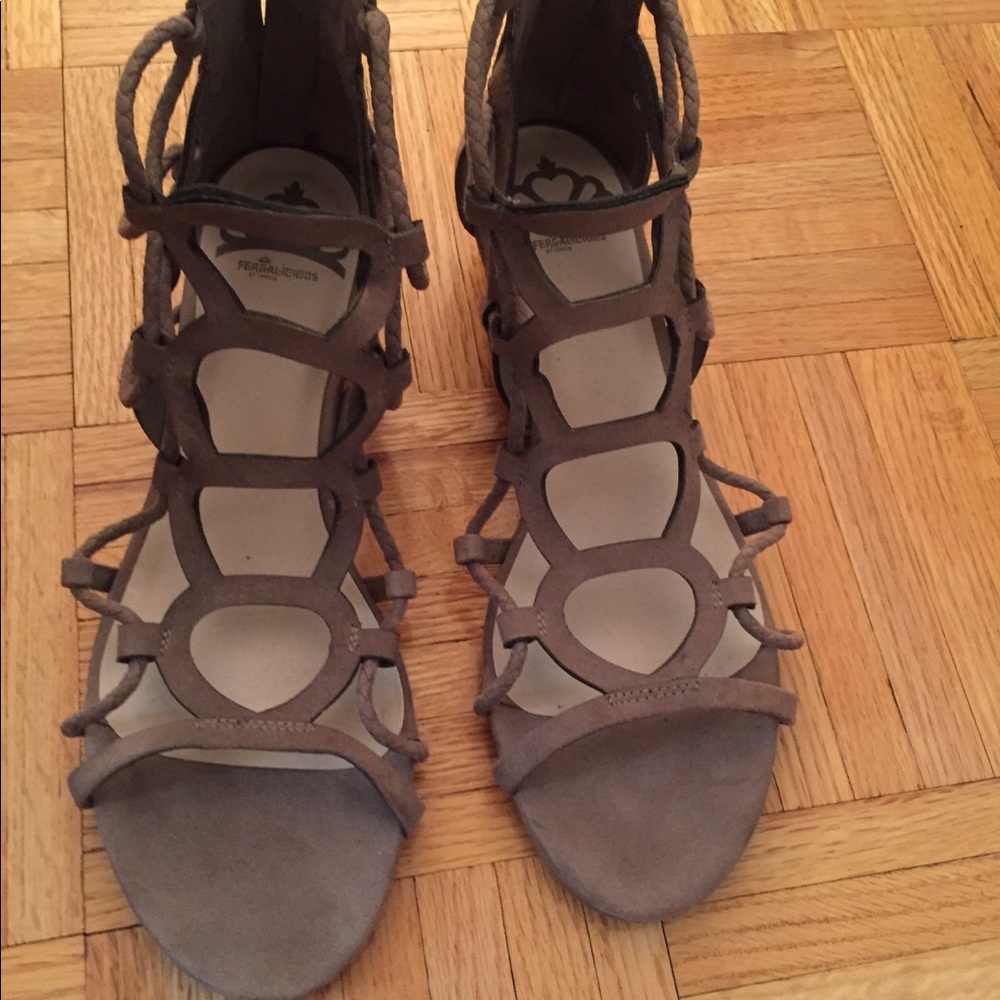 Women’s Fergalicious taupe sandals - Size 8.5M